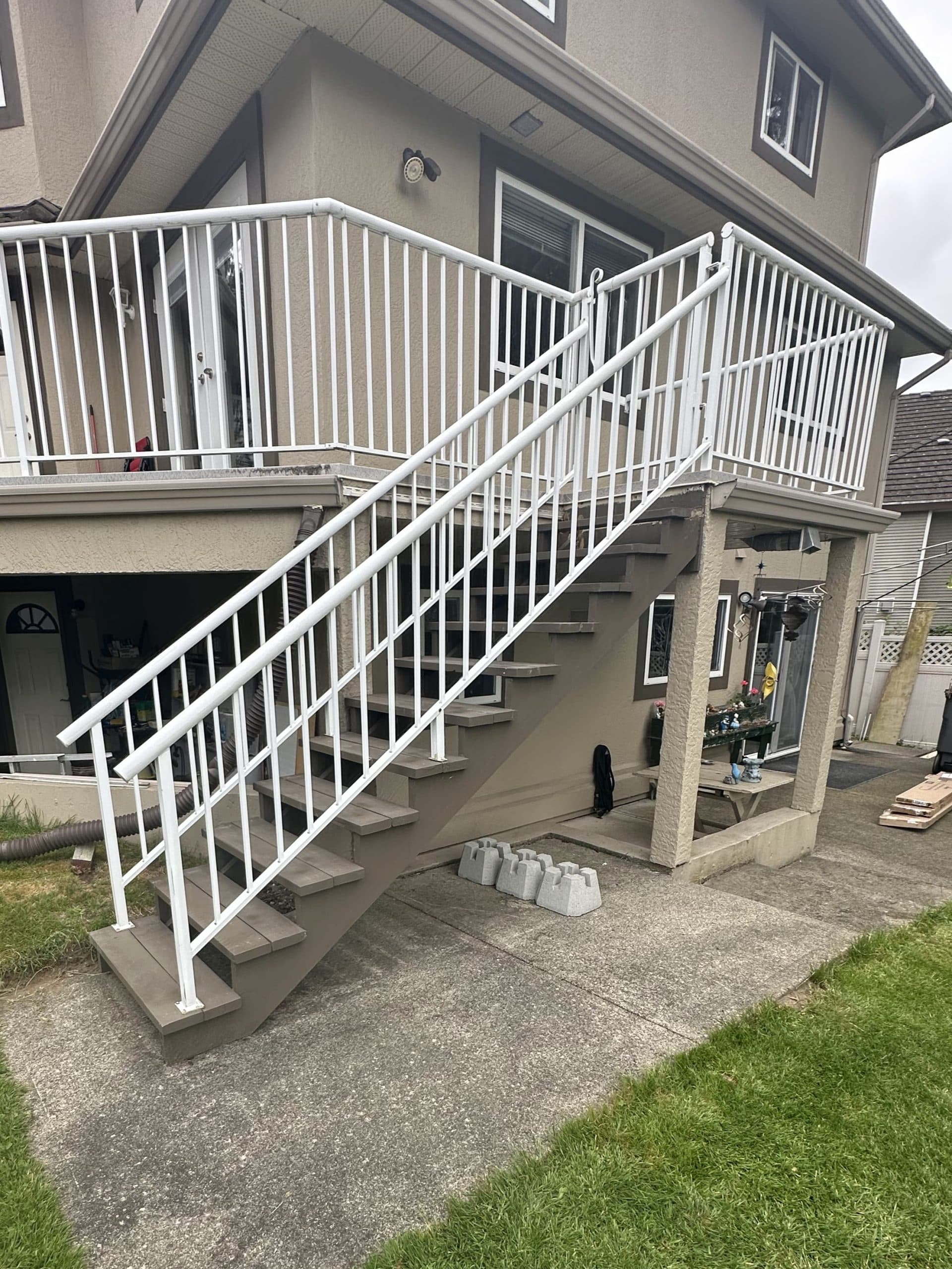 Deck before — worn boards